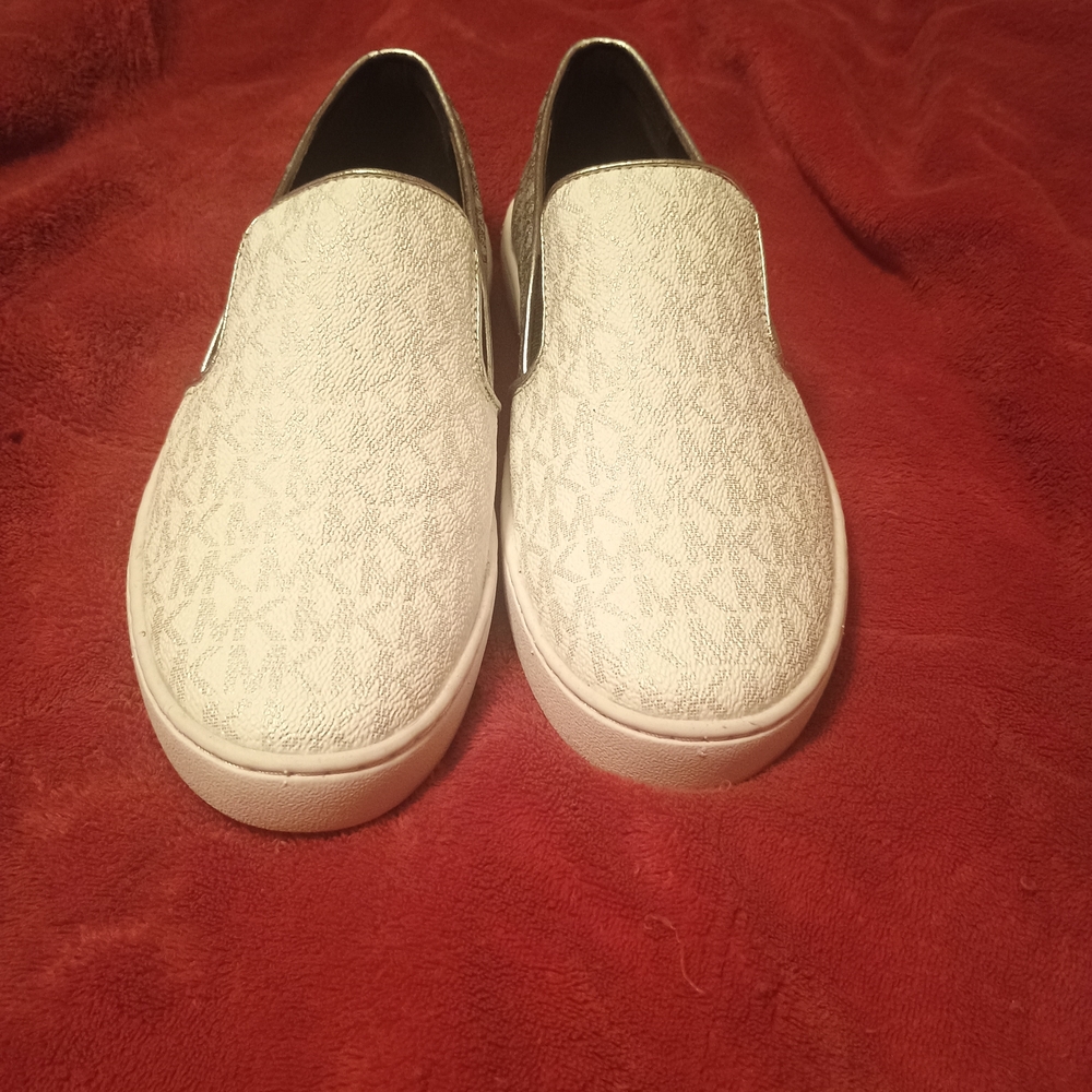 Michael Kors White/Silver Slip-On Loafers for Women